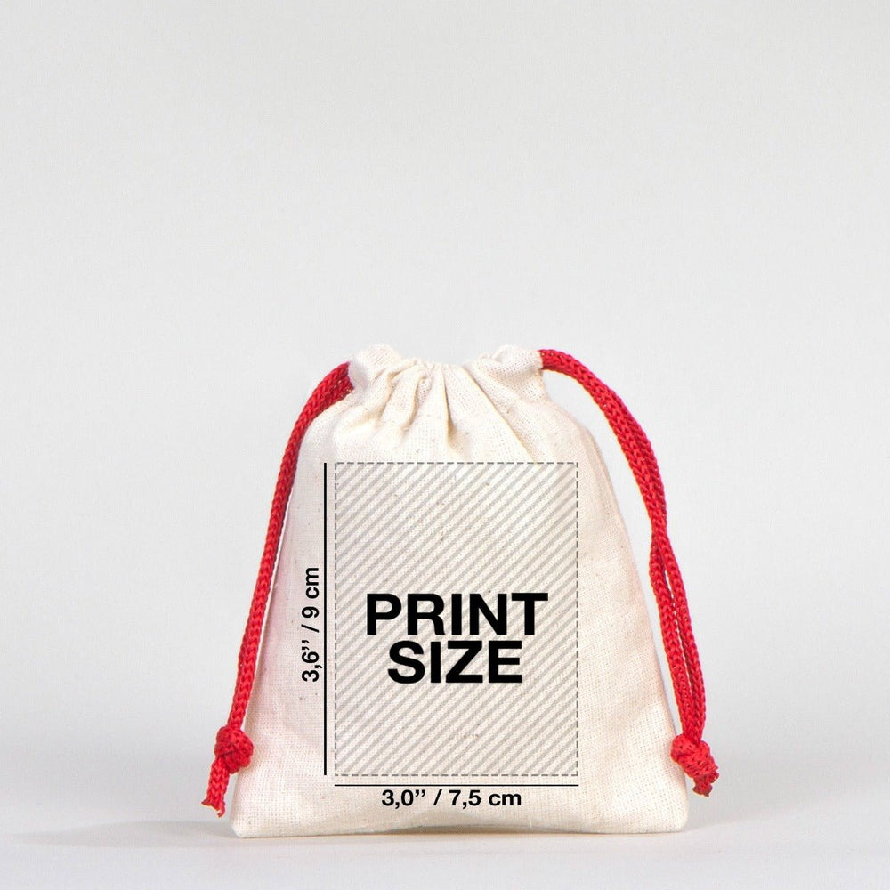 Fabric Pouch 4" W x 5" H (10 cm x 13 cm) - Red Handle (Customize) - Pamusan.com