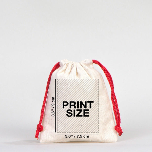 Fabric Pouch 4" W x 5" H (10 cm x 13 cm) - Red Handle (Customize) - Pamusan.com