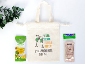 Fiesta Siesta Tequila Repeat 6"W x 8"H (15.5 cm x 20 cm) - Hangover Kit Pouch - Bachelorette Party - Mexico Survival Kit - Custom Print Bags For Party - Pamusan.com