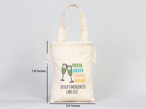 Fiesta Siesta Tequila Repeat 6"W x 8"H (15.5 cm x 20 cm) - Hangover Kit Pouch - Bachelorette Party - Mexico Survival Kit - Custom Print Bags For Party - Pamusan.com
