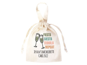 Fiesta Siesta Tequila Repeat 6"W x 8"H (15.5 cm x 20 cm) - Hangover Kit Pouch - Bachelorette Party - Mexico Survival Kit - Custom Print Bags For Party - Pamusan.com