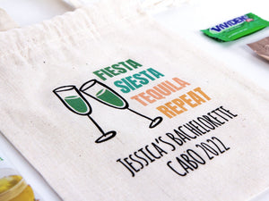 Fiesta Siesta Tequila Repeat 6"W x 8"H (15.5 cm x 20 cm) - Hangover Kit Pouch - Bachelorette Party - Mexico Survival Kit - Custom Print Bags For Party - Pamusan.com