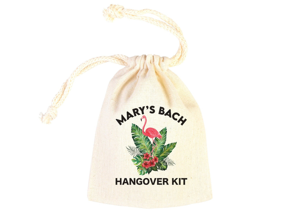 Flamingo Hangover Kit Bags - Party Recovery Surival kit Bags - Custom Name Hangover bags - Pamusan.com