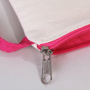 Fuchsia Zipper Custom Cotton Pouch – 8"x6" Personalized Clutch Bag - Pamusan.com