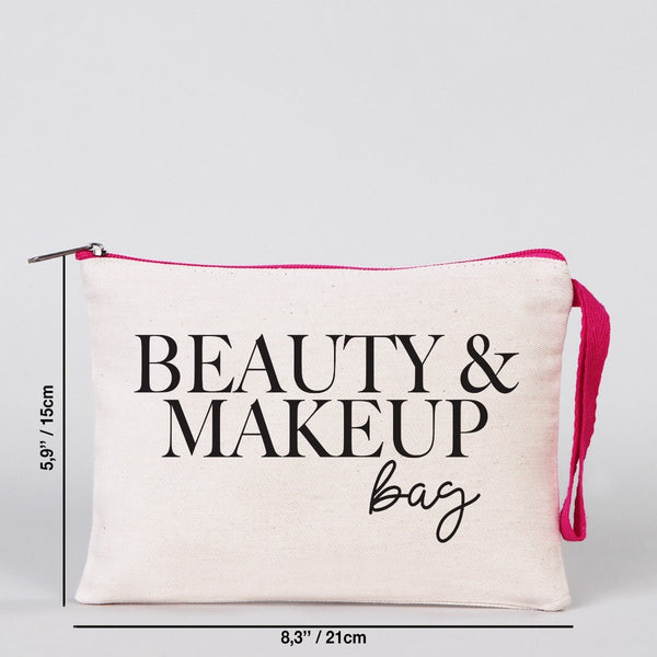 Fuchsia Zipper Custom Cotton Pouch – 8"x6" Personalized Clutch Bag - Pamusan.com