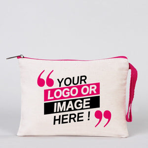 Fuchsia Zipper Custom Cotton Pouch – 8"x6" Personalized Clutch Bag - Pamusan.com