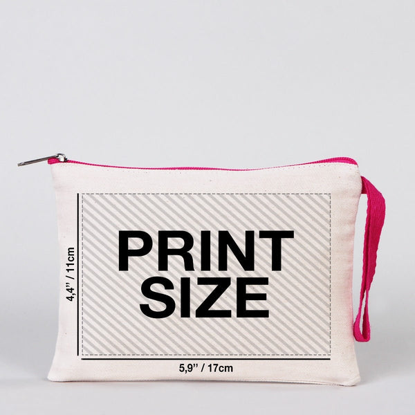 Fuchsia Zipper Custom Cotton Pouch – 8"x6" Personalized Clutch Bag - Pamusan.com