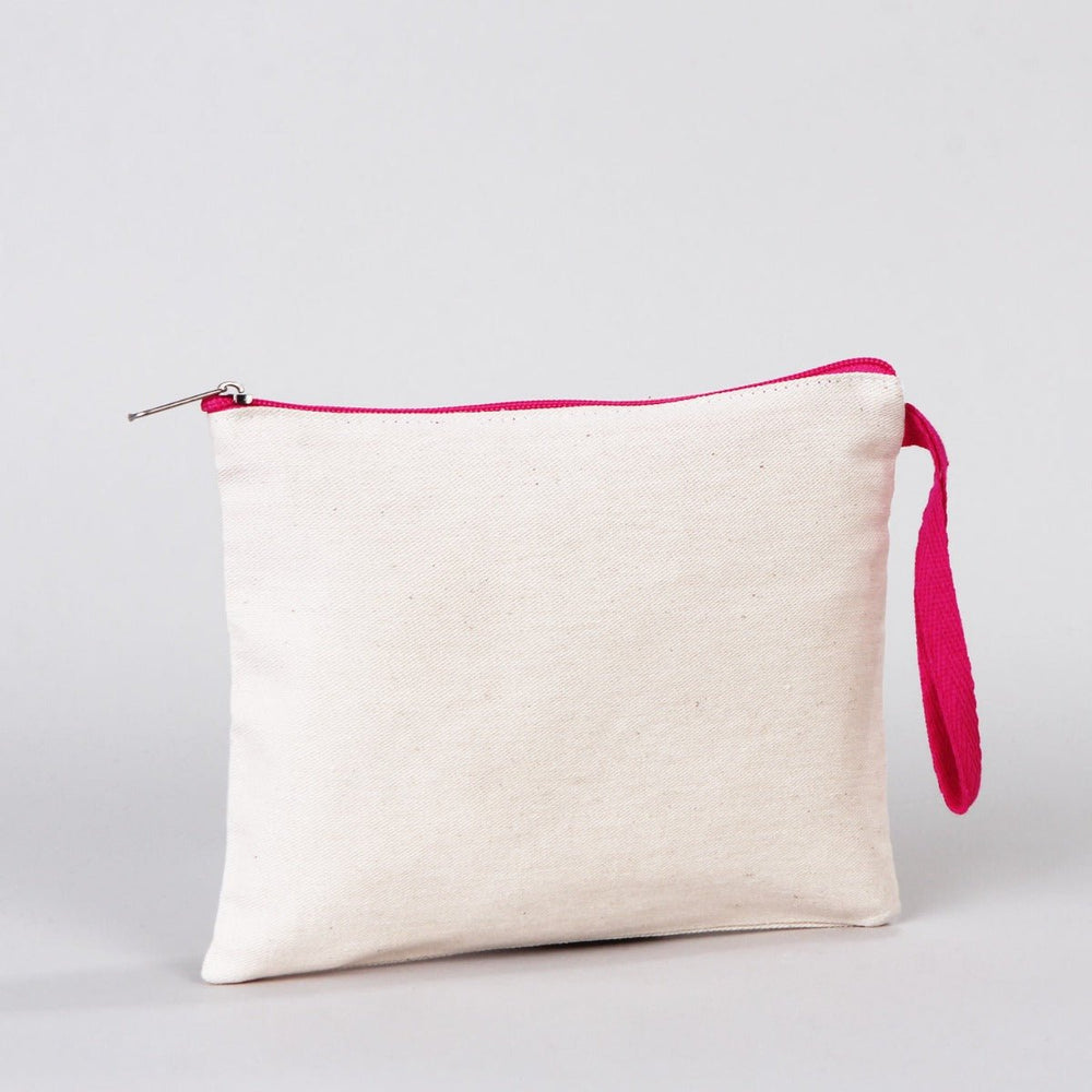 Fuchsia Zippered Cotton Pouch – 8"x6" Plain & Durable Clutch Bag - Pamusan.com