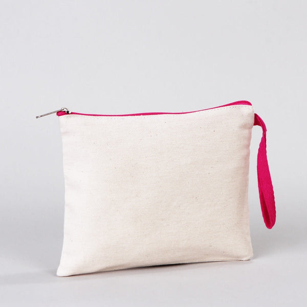 Fuchsia Zippered Cotton Pouch – 8"x6" Plain & Durable Clutch Bag - Pamusan.com