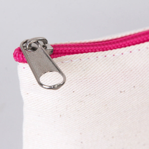 Fuchsia Zippered Cotton Pouch – 8"x6" Plain & Durable Clutch Bag - Pamusan.com