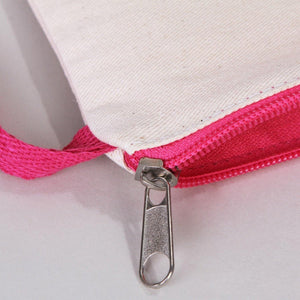 Fuchsia Zippered Cotton Pouch – 8"x6" Plain & Durable Clutch Bag - Pamusan.com