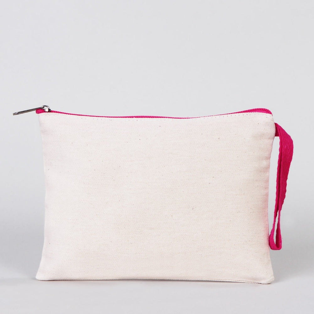 Fuchsia Zippered Cotton Pouch – 8"x6" Plain & Durable Clutch Bag - Pamusan.com