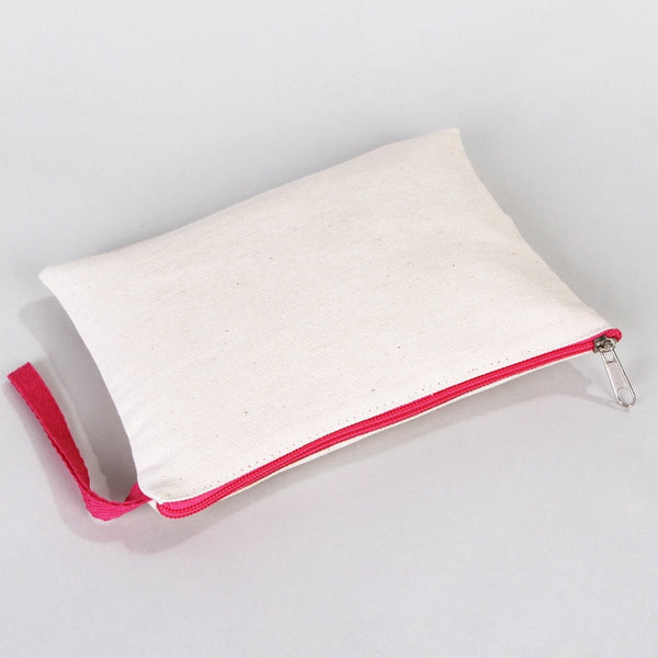 Fuchsia Zippered Cotton Pouch – 8"x6" Plain & Durable Clutch Bag - Pamusan.com
