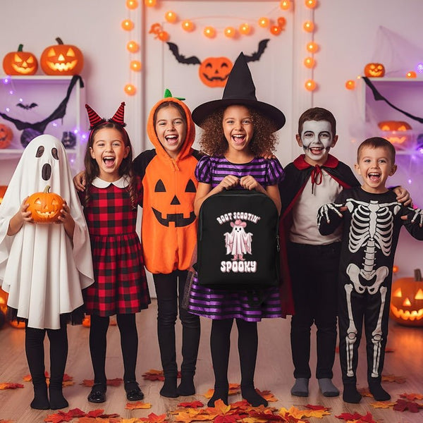 Halloween Kids Backpack – Trick or Treat Bag with Ghost, Pumpkin & Witch Prints – 12 Spooky Designs - Pamusan.com