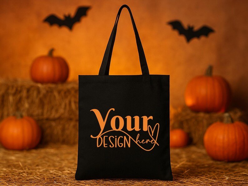 Halloween Tote Bags – Custom Personalized Black Cotton Trick or Treat Bag