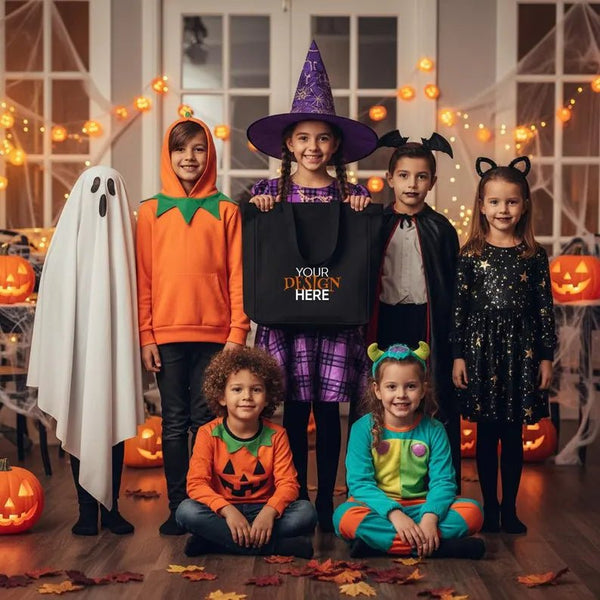 Halloween Tote Bags – Personalized Black Canvas Reusable Totes with 12 Custom Designs - Pamusan.com