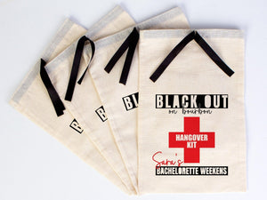 Hangover bags with Black Ribbon 2 different Sizes, Wedding Recovery Kit Hen Party Bachelorette Birthday Party - Pamusan.com