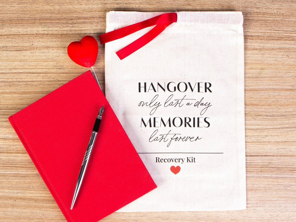 Hangover Only Last A Day Memories Last Forever Bags, Red Ribbon bags, Wedding Recovery Kit Hen Party Bachelorette Birthday Party - Pamusan.com