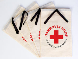 Hangover relief in sicknees and health kit bags, Hangover bags with Black Ribbon, Hangover kit bags, Wedding Recovery Kit Party bags - Pamusan.com