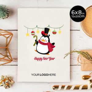 Happy New Year Canvas Notebook 6" × 8" (15 × 20 cm) – Personalized Holiday Journal - Pamusan.com