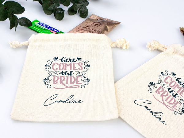 Here Comes The Bride Hangover Bag, Recover kit Bags, Custom With Your name or Design, Bachelorette Party, Survival Kits, Hangover Kits - Pamusan.com