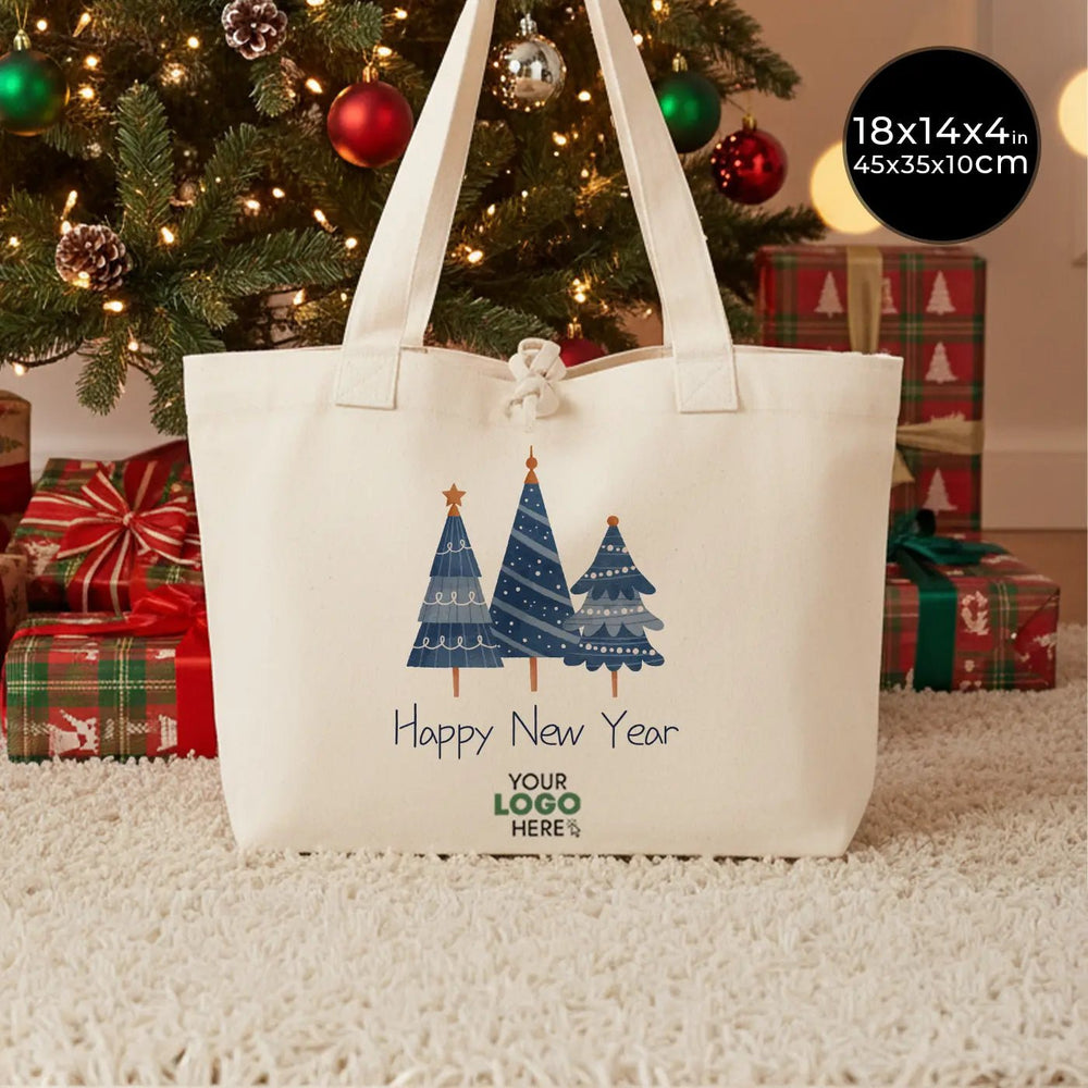 Holiday Large Canvas Tote Bag – 18"W x 14"H x 4"L (45x35x10) Customizable Christmas Gift Bag - Pamusan.com
