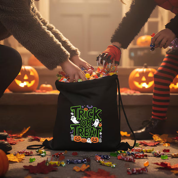 Personalized Halloween Drawstring Candy Bags with 12 Designs