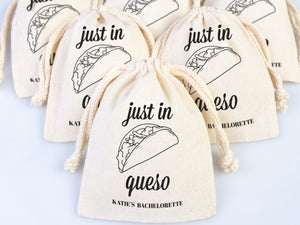 Just in queso bags Hangover kit Bags, Party Bags, Survival, Recovery Kit Party Custom Name Print, Organic Cotton Drawstring Pouchs Bag - Pamusan.com