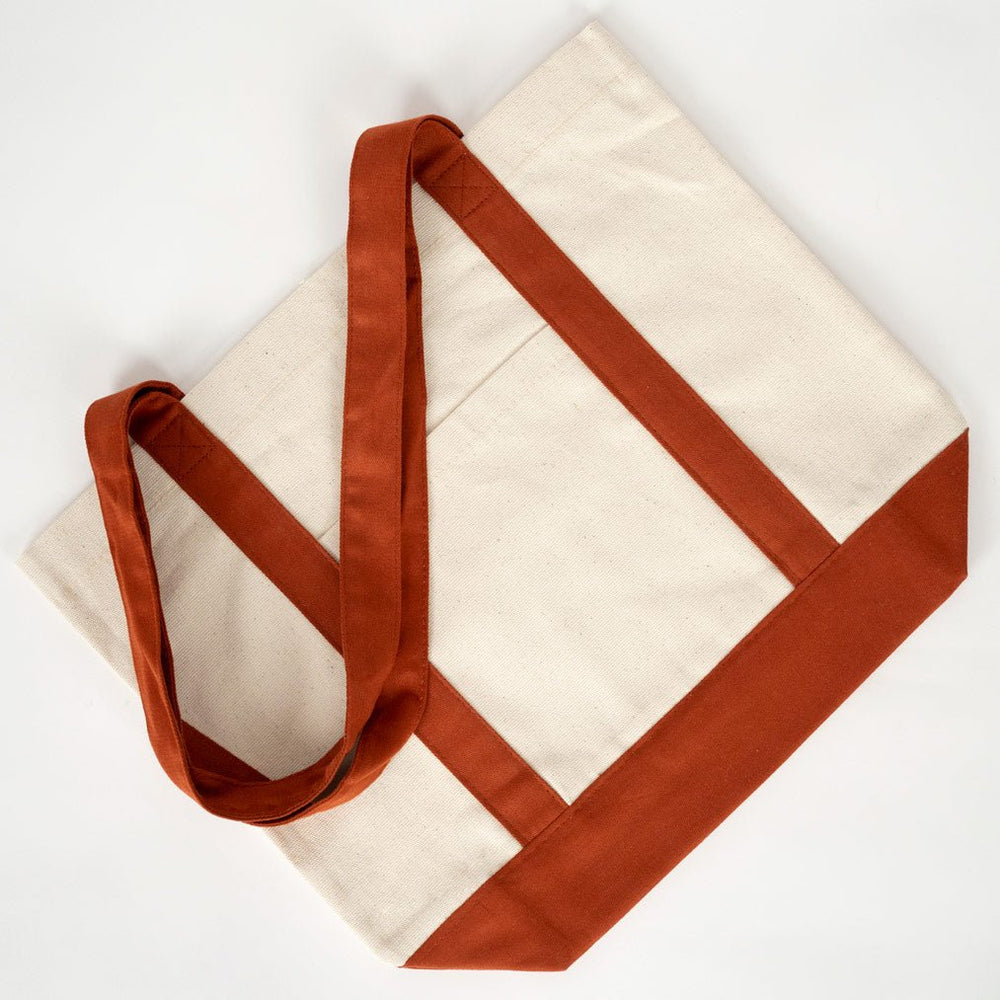 Large Brown Canvas Tote Bag – 16"x14"x5", Eco - Friendly & Reusable Cotton Bag - Pamusan.com