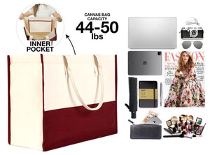Large Burgundy Canvas Tote Bag – Bridesmaid & Wedding Guest Gift - Pamusan.com