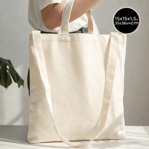 Large Canvas Tote Bag with Long Strap & Short Handles – Natural Cotton Shopping Bag - Pamusan.com