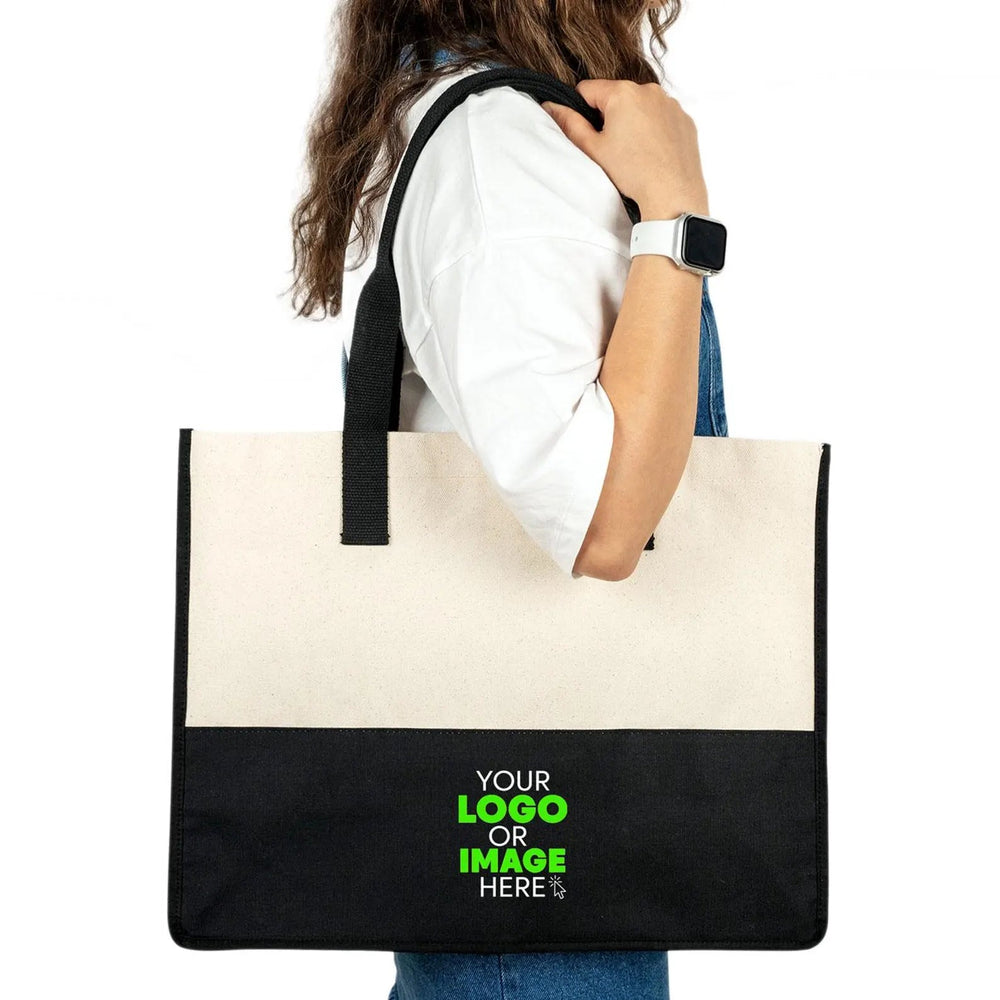 Large Elite Personalized Canvas Tote – Custom Travel, Spa, Hotel Gift Bag with Pocket - Pamusan.com