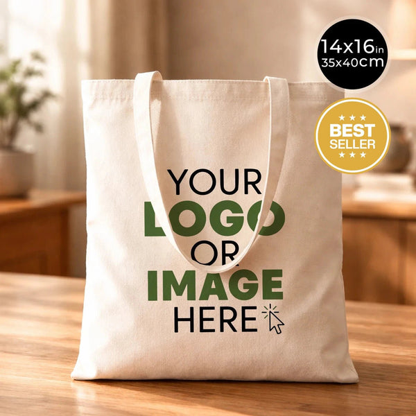 Lightweight Personalized 14"x16" (35x40cm) Cotton Tote Bags – 4 oz Thin Recycled Canvas - Pamusan.com