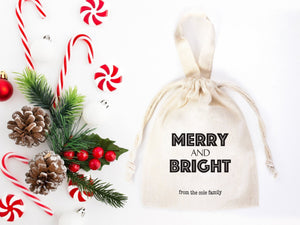 Merry and Bright Gift Bags – Custom Cotton Christmas Bags with Logo for Family or Company Gifts | Pamusan