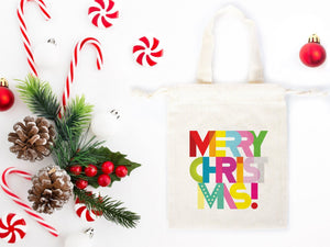 Merry Christmas Favor Bags, 6"W x 8"H (15 cm x 20 cm) — logo detail | Pamusan