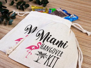 Miami Hangover Kit Bags, Survival Kit Bags Wedding Recovery Kit Party Bachelorette Birthday Party, Organic Cotton Drawstring Pouchs Bag - Pamusan.com