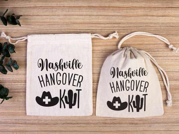 Nashville Hangover Kit Bags, Survival Kit Bags Wedding Recovery Kit Party Bachelorette Birthday Party, Organic Cotton Drawstring Pouchs Bag - Pamusan.com