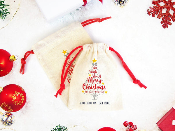 New Year and Merry Christmas Pouch Bags - Custom Family or Company Gift Bags — logo detail | Pamusan