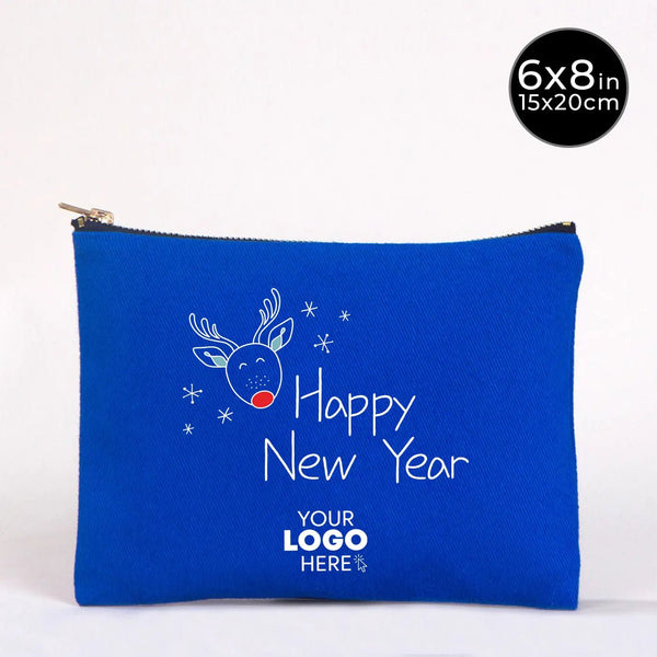New Year Blue Clutch Bag 8" × 6" (20 × 15 cm) – New Year Printed Design for Gifting - Pamusan.com