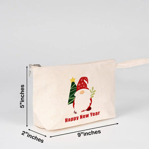 New Year Canvas Clutch Bag 9" × 5" × 2" (22 × 12 × 5 cm) – Custom Holiday Design - Pamusan.com
