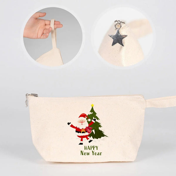 New Year Canvas Clutch Bag 9" × 5" × 2" (22 × 12 × 5 cm) – Custom Holiday Design - Pamusan.com