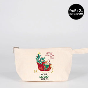 New Year Canvas Clutch Bag 9" × 5" × 2" (22 × 12 × 5 cm) – Custom Holiday Design - Pamusan.com