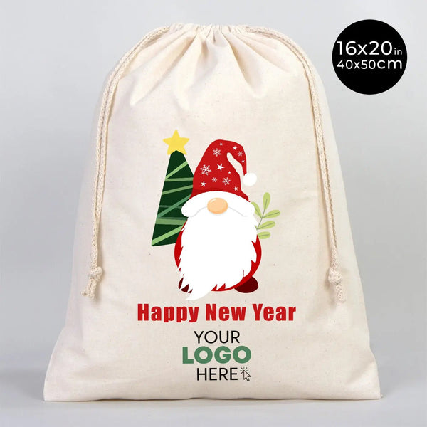 New Year Cotton Drawstring Bag 16" × 20" (40 × 50 cm) – Custom Gift Pouches - Pamusan.com