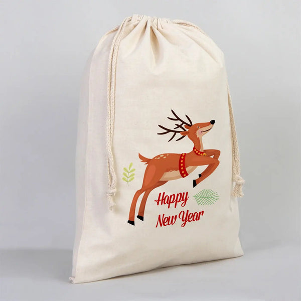New Year Cotton Drawstring Bag 16" × 20" (40 × 50 cm) – Custom Gift Pouches - Pamusan.com