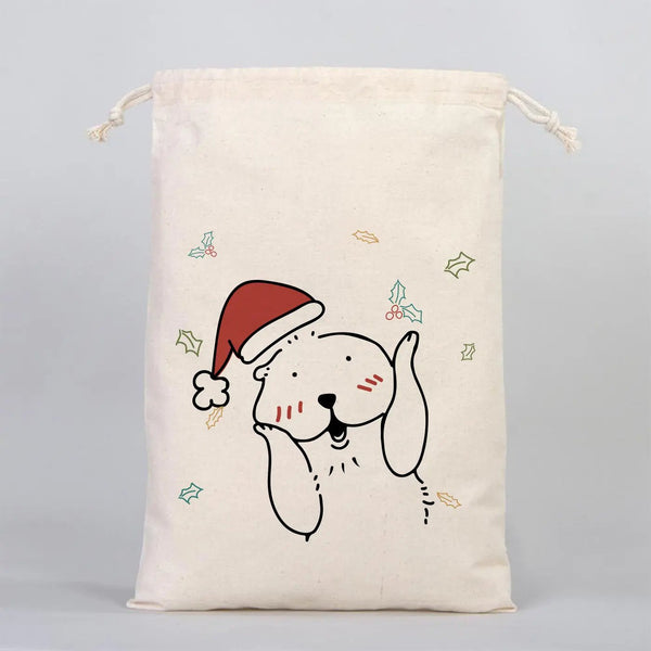 New Year Drawstring Pouch 8" × 12" (20 × 30 cm) – Natural Cotton Gift Bag for Festive Gifts - Pamusan.com