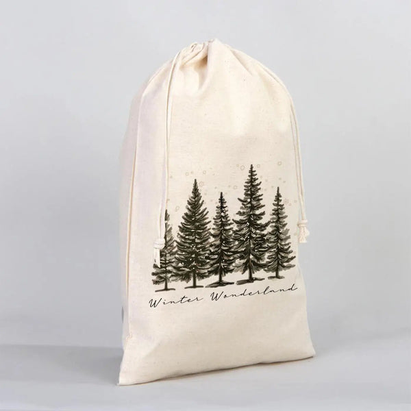 New Year Drawstring Pouch 8" × 12" (20 × 30 cm) – Natural Cotton Gift Bag for Festive Gifts - Pamusan.com