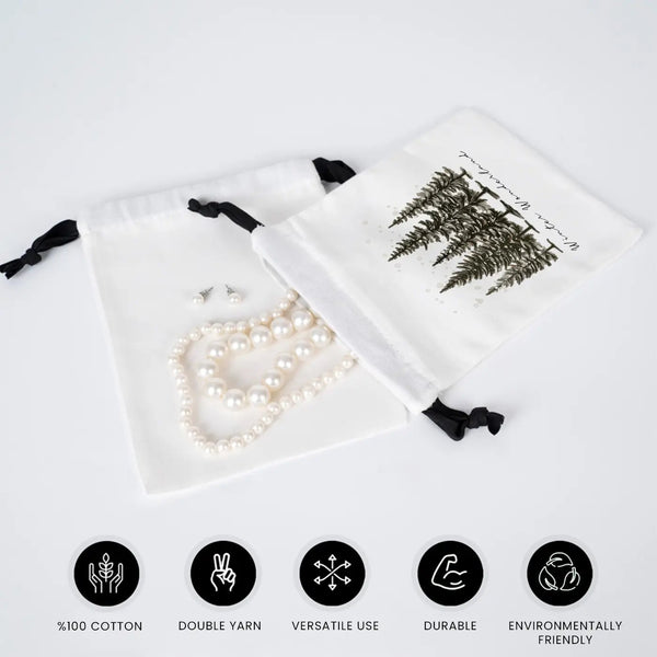 New Year Drawstring Pouch – Holiday Cotton Gift Bag with Black Strings - Pamusan.com