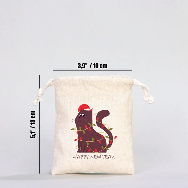New Year Fabric Pouch – 4" × 5" (10 × 13 cm) | Customizable Holiday Gift Bag - Pamusan.com