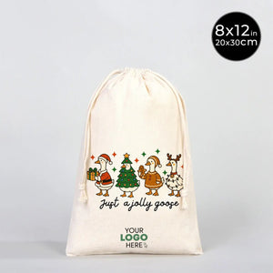 New Year Gift Pouch 8" × 12" (20 × 30 cm) – Custom Cotton Drawstring Bag for Holiday Gifts - Pamusan.com