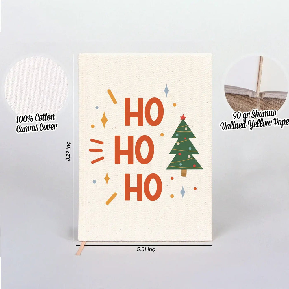 New Year Notebook 6" × 8" (15 × 20 cm) – Ho Ho Ho Christmas Canvas Notebook - Pamusan.com